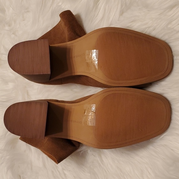 Lucky Brand Ryemi Suede Slouchy Peep Toe Bootie In Tan Block Heel Size 10 - Picture 5 of 7